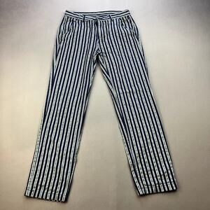 Pleasures Pants Striped Mens 28 Navy Blue Green Chino Straight Leg Now Cotton